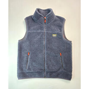 LL Bean Blue Deep Pile Fleece Sherpa Vest Gilet Jacket Mens Size XL